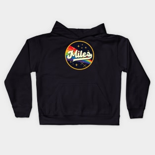 Miles // Rainbow In Space Vintage Style Kids Hoodie